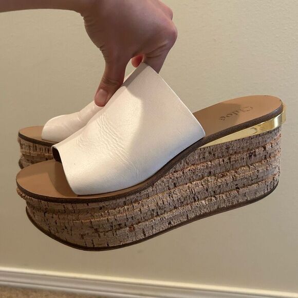 Chloe Wedge Sandal Leather White - Picture 3 of 13